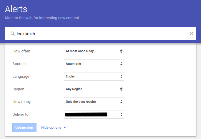 google alert locksmith